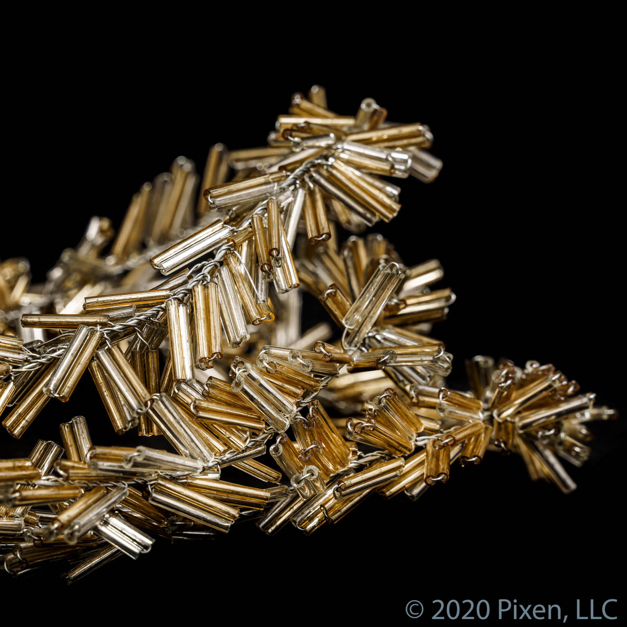 6x2mm Gold Silver Twisted Bugle Beads-0275-39